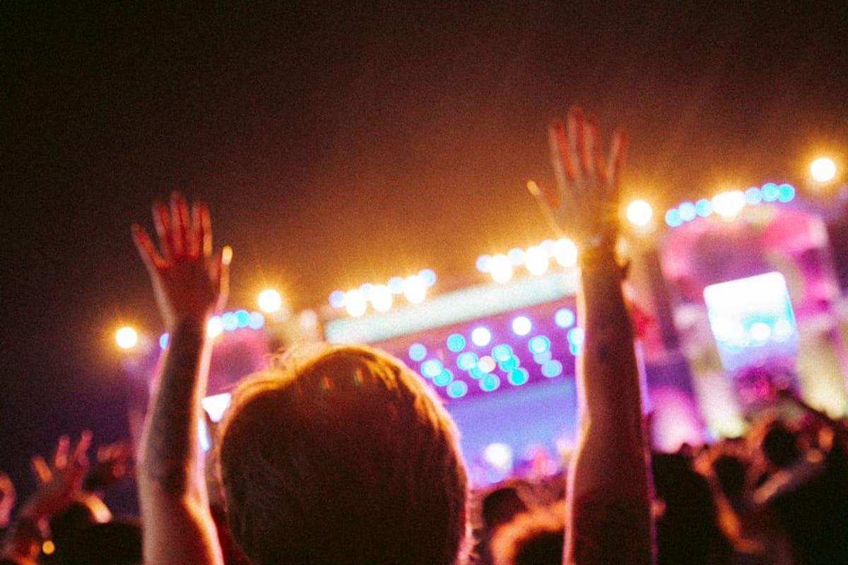 Concert crowd at a large outdoor India music festival