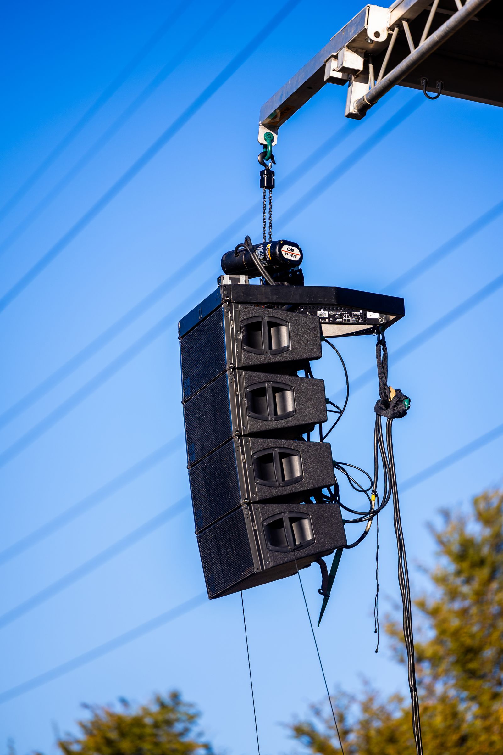 A concert production system prepared for a live outdoor event